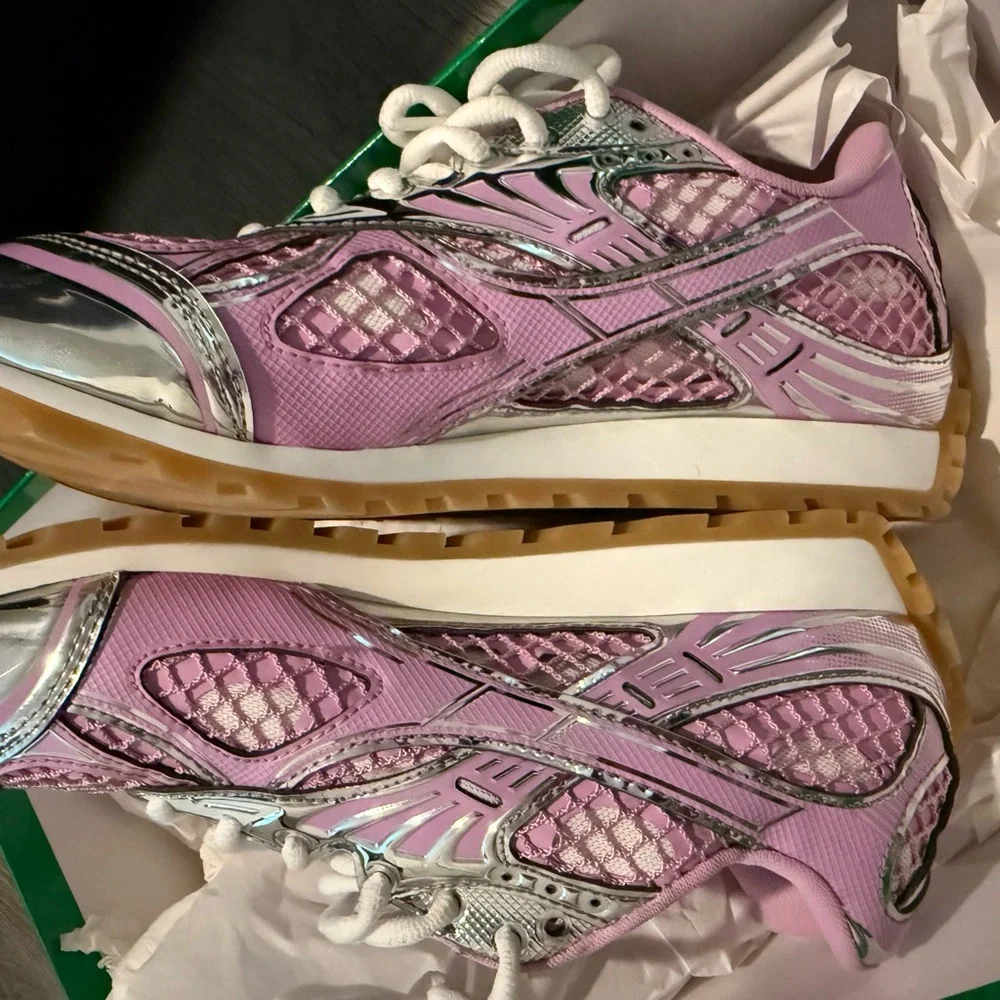 Bottega Veneta Pink and White Orbit Sneakers - Picture 10 of 15